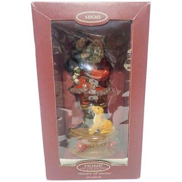 Home for the Holidays Visions of Santa 1898 Resin Santa Musical Figure 10" - Picture 2 of 14